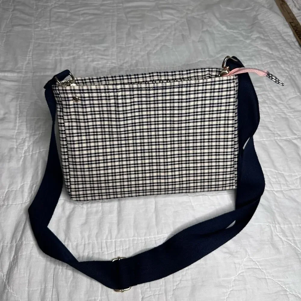 Black and tan purse plaid handmade bag crossbody cotton